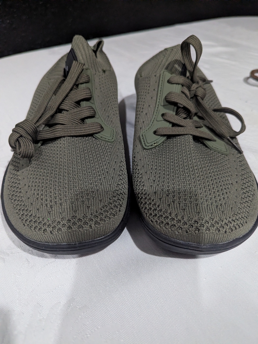 Men's Olive Knit Lace-Up Sneakers